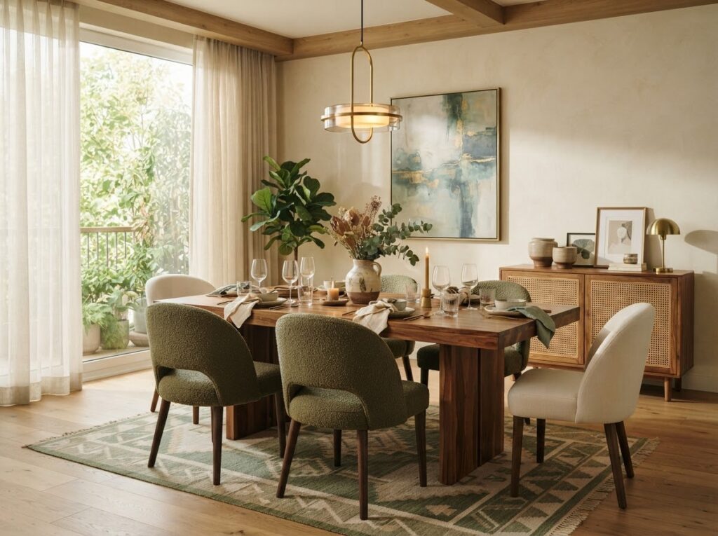 Dining Room With Wooden Table - OrgoWood Furniture