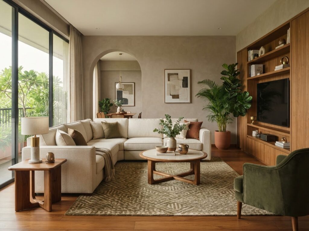 Modern Indian Living Room Interior - OrgoWood Furniture