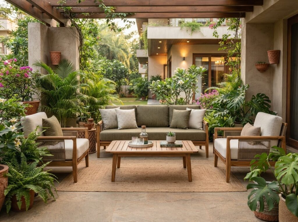 Outdoor Furniture On Terrace Garden - OrgoWood Furniture